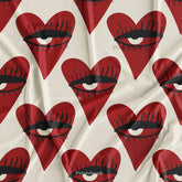 Quirky Red Heart Printed Fabric Manufacturer Online
